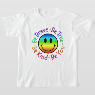 Be Brave Be You Colourful Smile Face Design T-Shirt