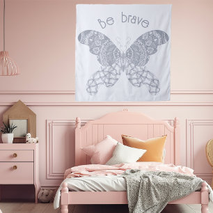 Be Brave   Blue Boho Butterfly Tapestry