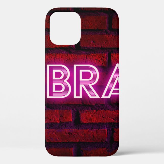 Be brave inspirational quote neon effect text on o Case-Mate iPhone case (Back)