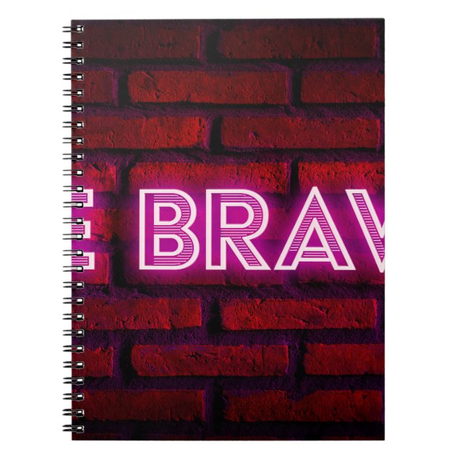 Be brave inspirational quote neon effect text on o notebook (Front)