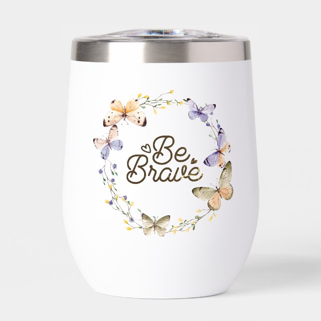 Be Brave, Purple Yellow Butterflies Wreath  (Front)