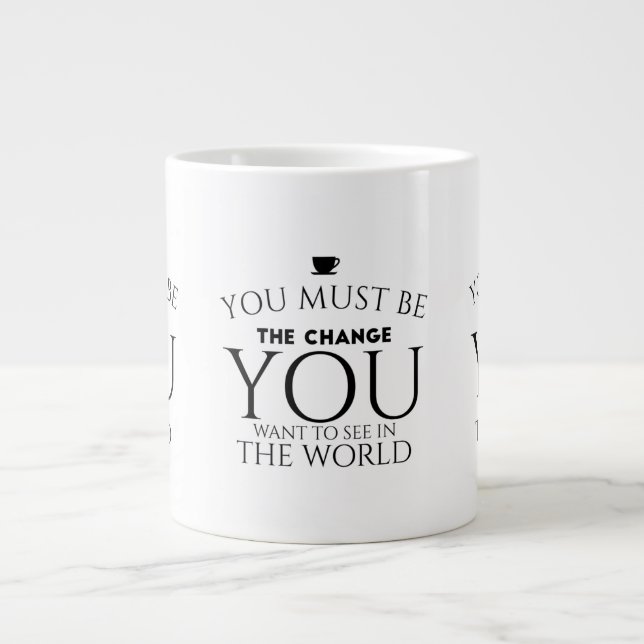 Be change black large coffee mug (Front)