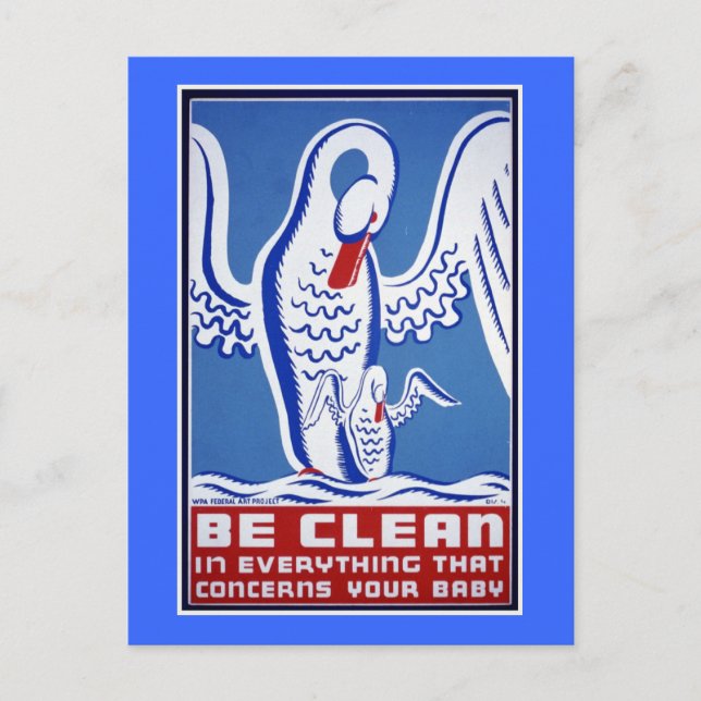 Be Clean Vintage WPA Poster Postcard (Front)