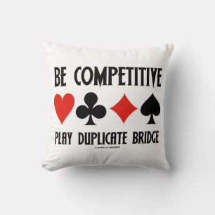Be Competitive Play Duplicate Bridge Card Suits Throw Pillow
