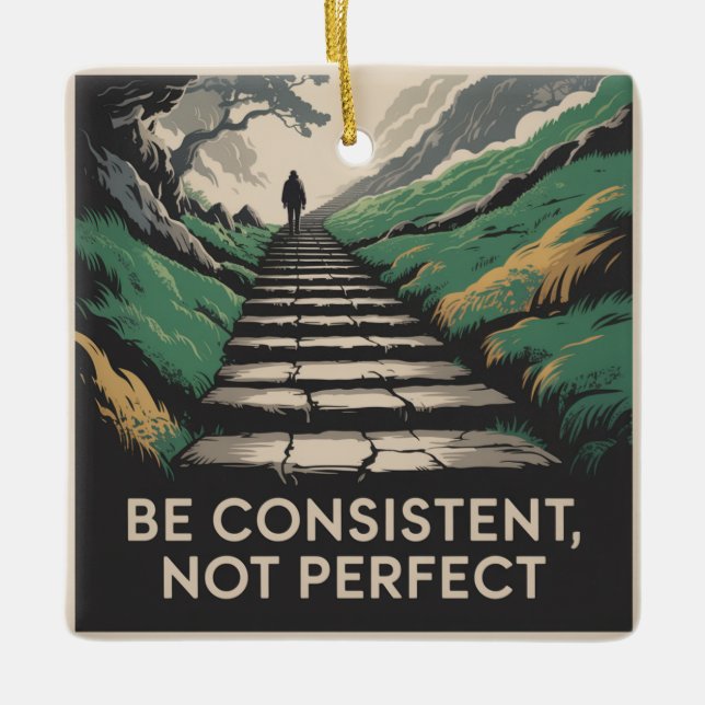 Be Consistent, Not Perfect Ceramic Ornament (Front)
