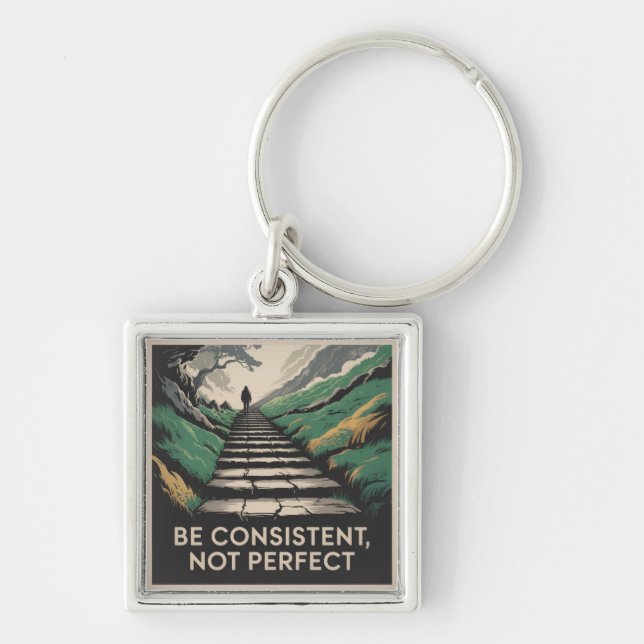 Be Consistent, Not Perfect Keychain (Front)