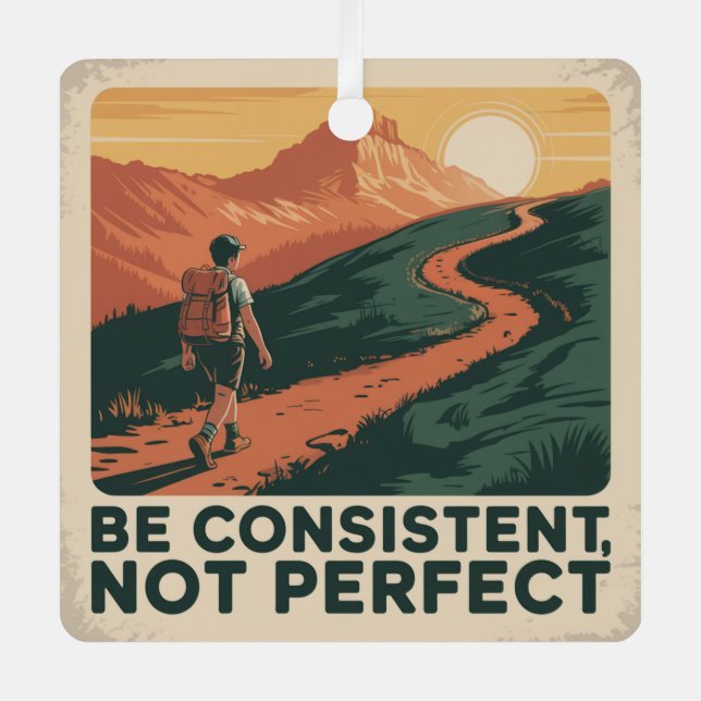 Be Consistent, Not Perfect Metal Ornament (Front)