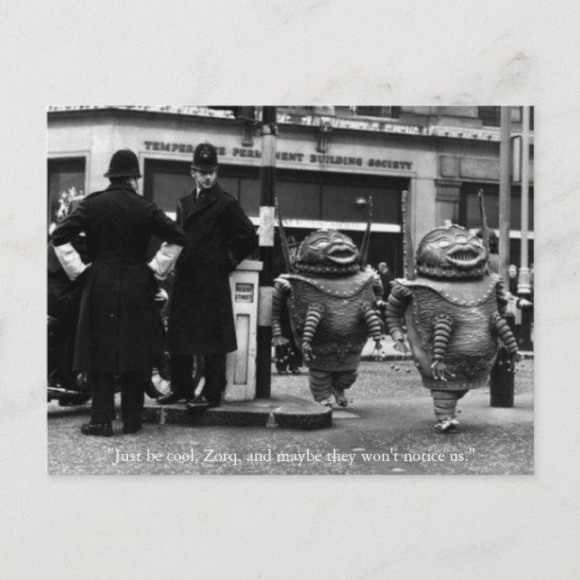 Be Cool Aliens Halloween Postcard (Front)