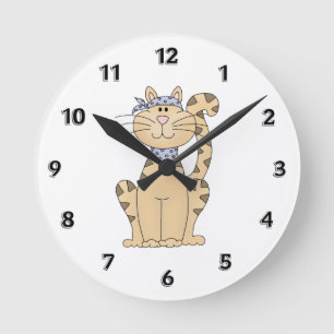 Be Cool Cat Round Clock