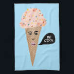 BE COOL pink talking ice cream cone Kitchen Towel<br><div class="desc">Everyone loves ice cream! Give the gift of this cute kitchen towel with a talking pink ice cream cone! Add your own customized text too.
Check my shop for lots more colours and patterns!</div>