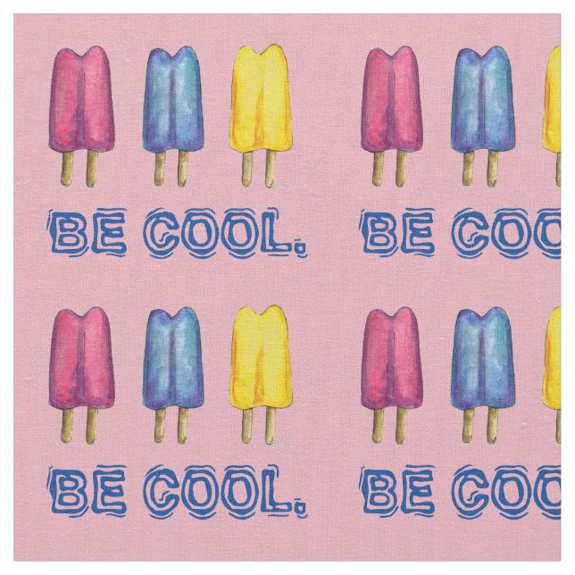 Be Cool Watercolor Twin Pop Popsicles Pink Yellow Fabric (Close Up)