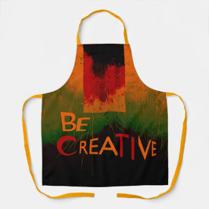 "Be Creative" Black Orange Shades Green Design Apron