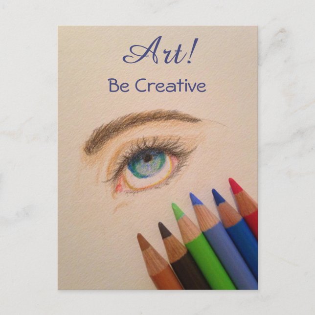 Be Creative Eye Sketch with Coloured Pencils Postcard (Front)