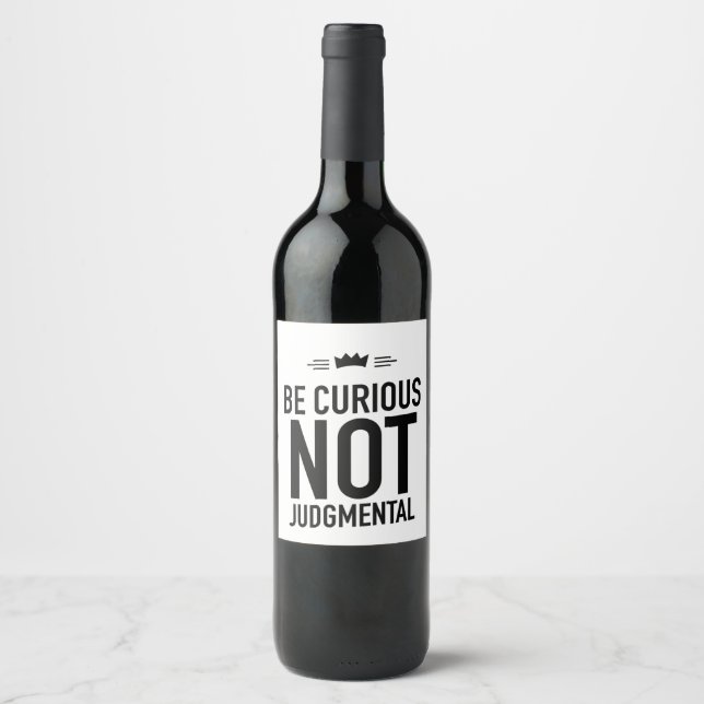 Be curious black wine label (Front)