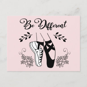 Be Different Ballet Shoes Black and White Postcard