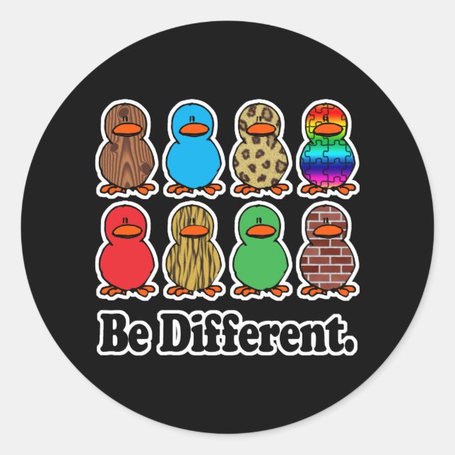 Be Different Ducks Classic Round Sticker (Front)