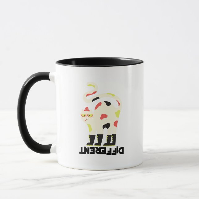 Be different funny funky cat design mug (Left)
