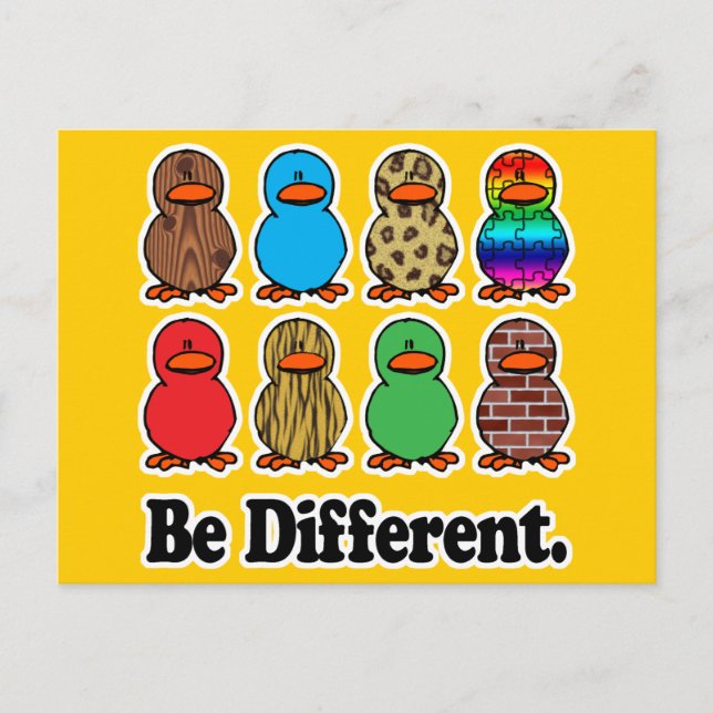 be different funny pattern ducky ducks postcard (Front)