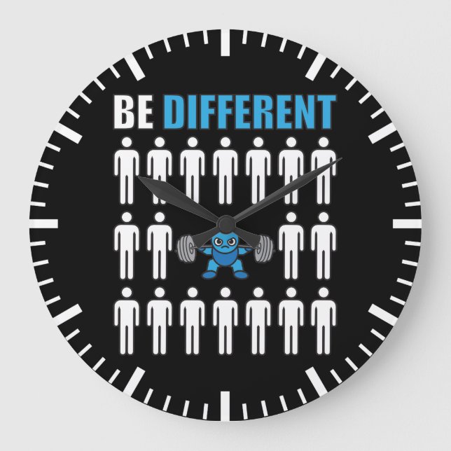 Be Different - Kawaii Anime Bodybuilding Workout Large Clock (Front)