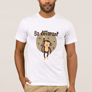 Be Different Kawaii Brown Monkey Hanging On T-Shirt