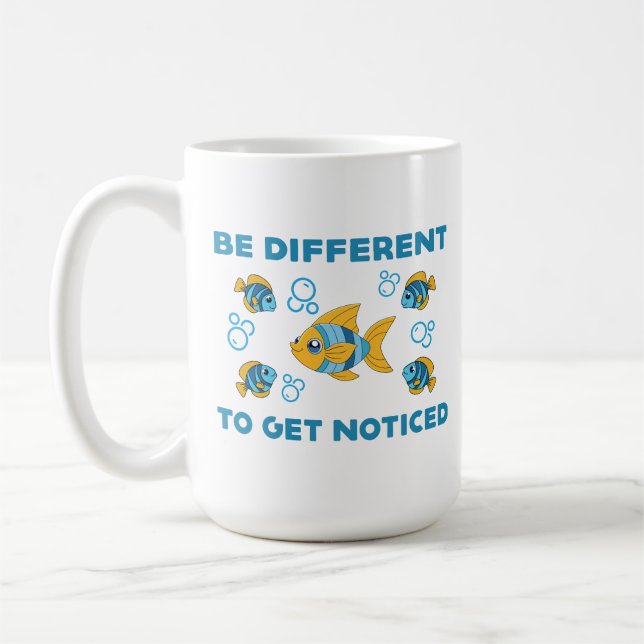 Be Different unique creative design with fishes Coffee Mug (Left)