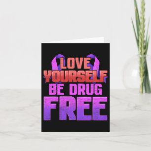 Be Drug Free Love Yourself Purple Ribbon Card