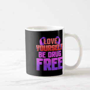 Be Drug Free Love Yourself Purple Ribbon Coffee Mug