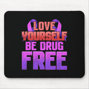 Be Drug Free Love Yourself Purple Ribbon Mouse Pad