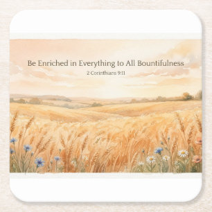 Be Enriched Thanksgiving Square Paper Coaster
