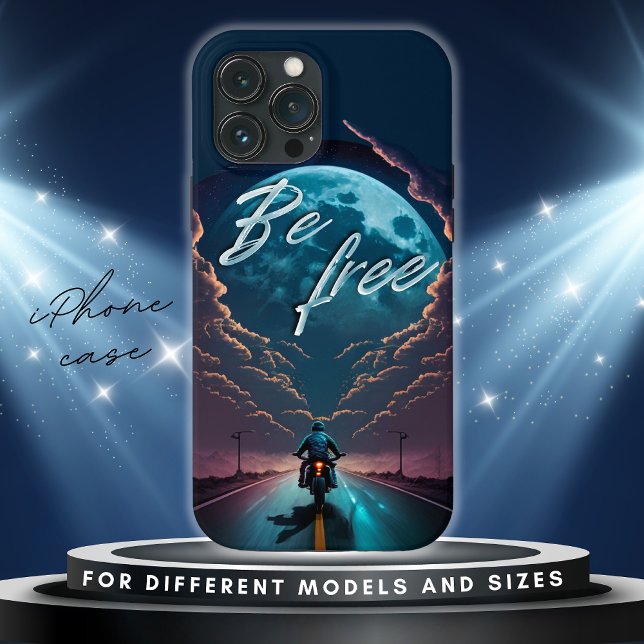 Be Free | Motorcycle riding by moonlight T-Shirt Case-Mate iPhone Case (Creator Uploaded)