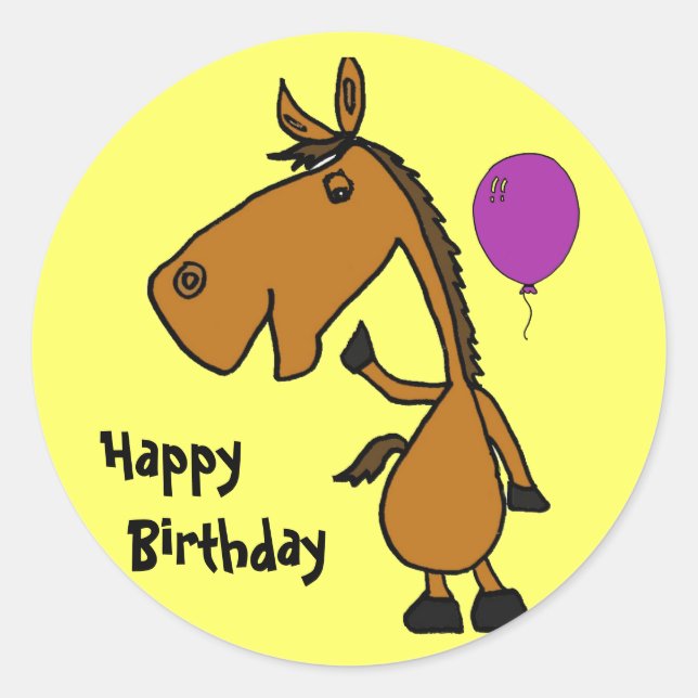 BE- Funny Horse Birthday Stickers (Front)