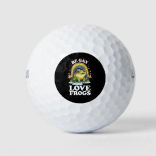 Be Gay Love Frogs Funny LGBTQ Pride Rainbow Retro Golf Balls