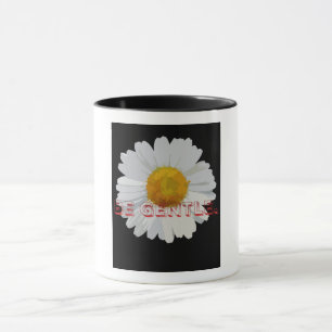 Be Gentle Minimalist Daisy Flower Aesthetic Black Mug