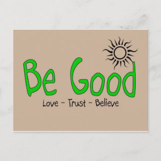 be good logo bright green w/ brown back postcard