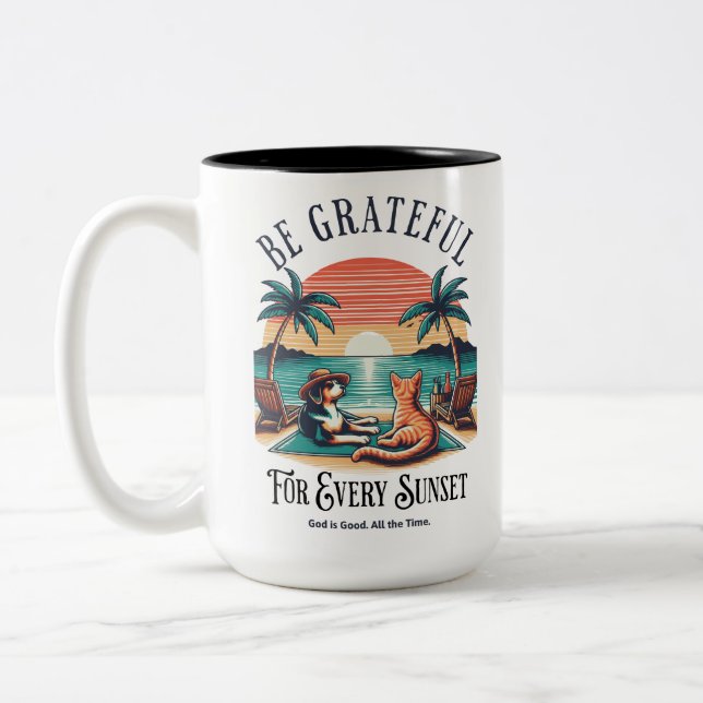Be Grateful for Every Sunset Two-Tone Coffee Mug (Left)