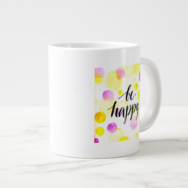 Be Happy 2 Large Coffee Mug (Front Right)