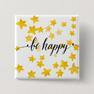 Be Happy 3 2 Inch Square Button