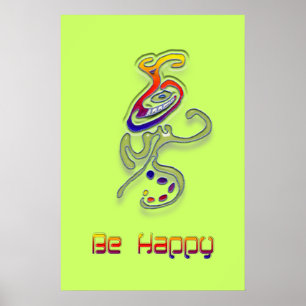 Be Happy Alien, Abstract Poster
