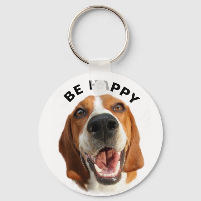 Be Happy Beagle  Keychain (Front)