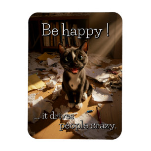 Be Happy Cat – Paper Mess Edition Magnet