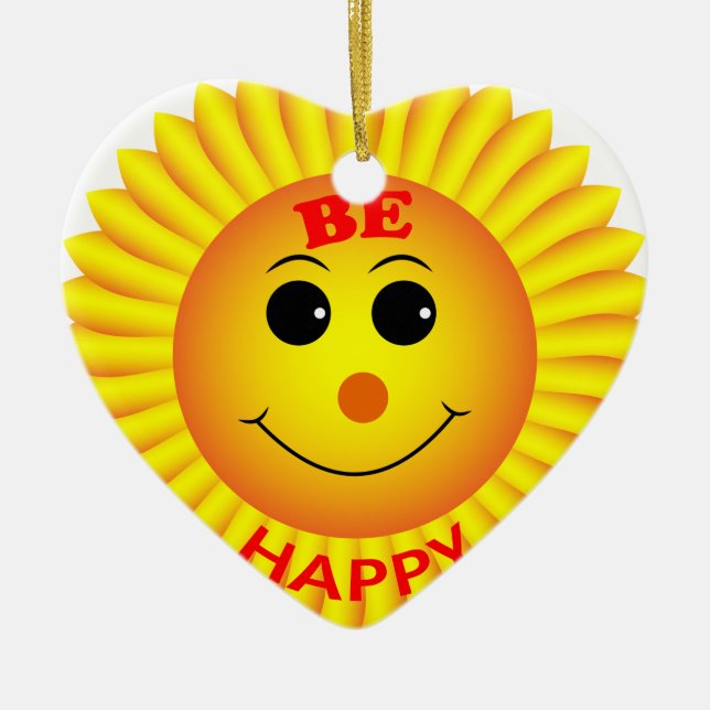 Be Happy Ceramic Ornament (Front)