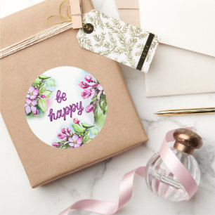 Be happy classic round sticker