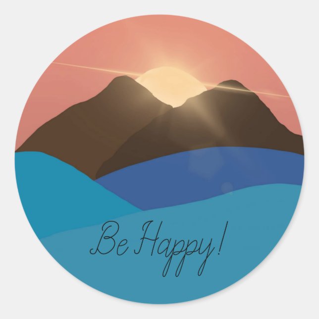 Be Happy! Classic Round Sticker (Front)