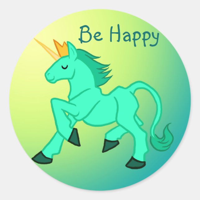 Be Happy Classic Round Sticker (Front)