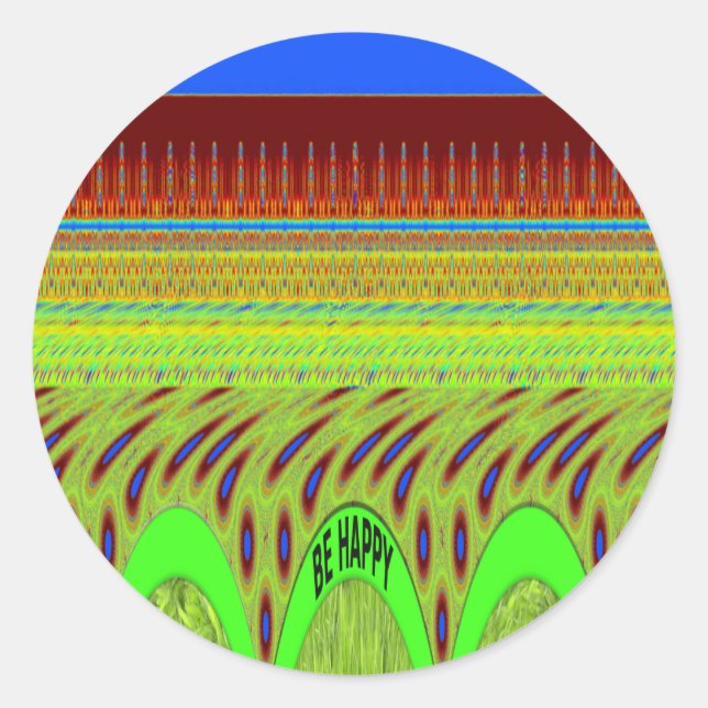 Be Happy Colourful Polka Dot Motif Gift Classic Round Sticker (Front)