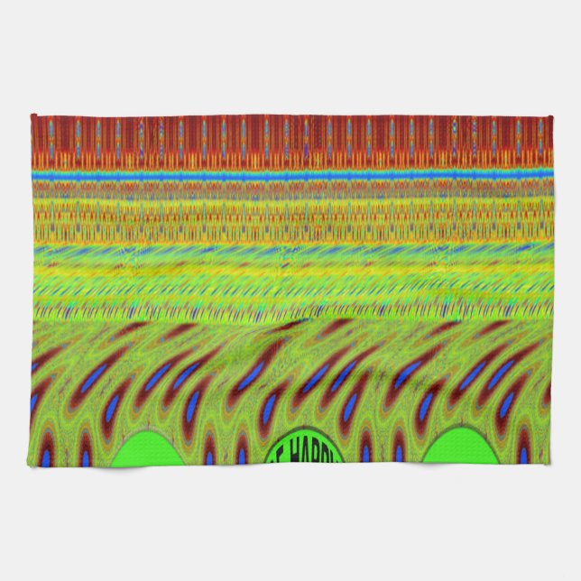 Be Happy Colourful Polka Dot Motif Gift Kitchen Towel (Horizontal)