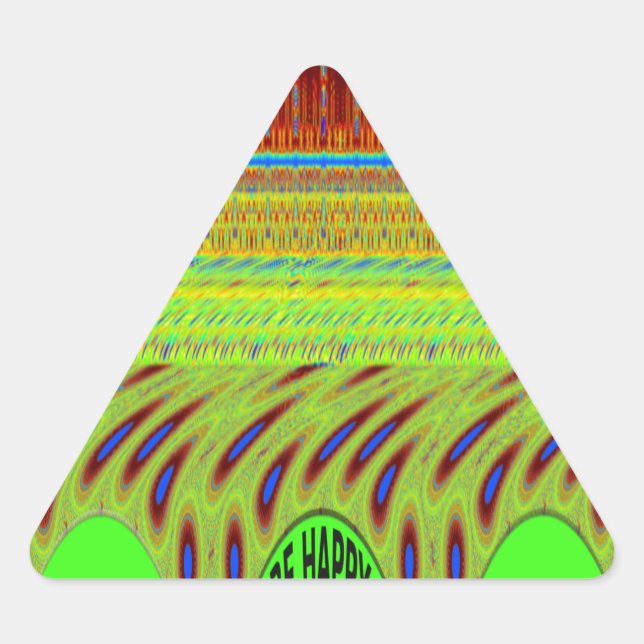 Be Happy Colourful Polka Dot Motif Gift Triangle Sticker (Front)