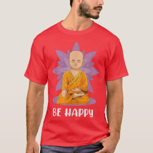 Be Happy Cute Baby Buddha Lotus Flower Mandala Zen T-Shirt