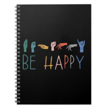 Be Happy Cute Colourful Vintage ASL Sign Language