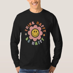 Be Happy Cute Daisy Smile Face Pink Flower Retro G T-Shirt